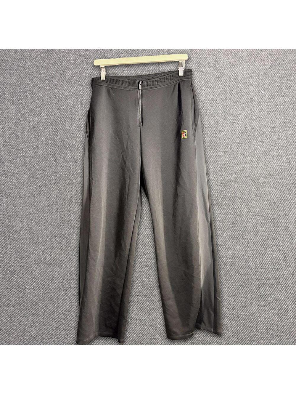 Nike Dri-FIT Black Athletic Pants with Front Zip and Logo Patch, Size M